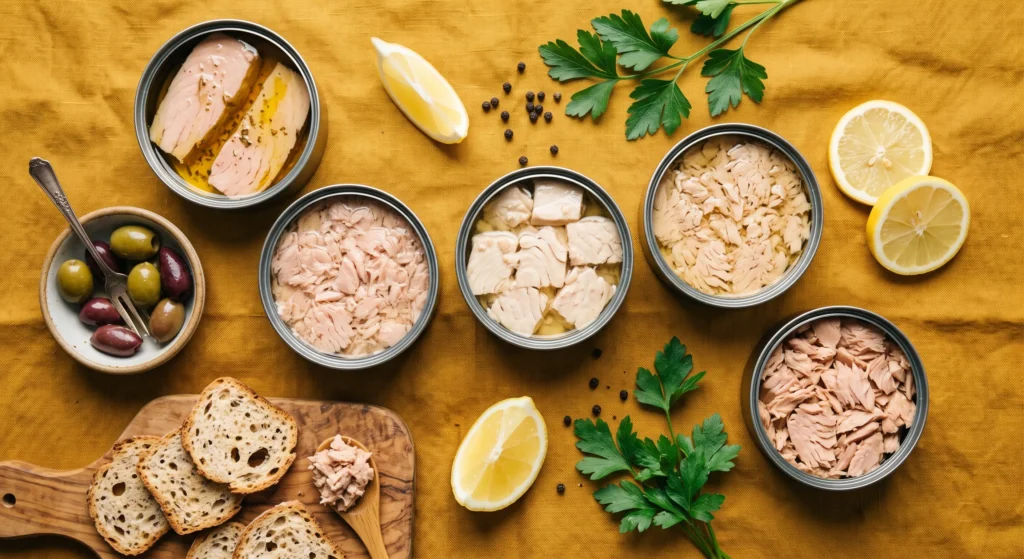 Verschiedene Dosen Thunfisch aus der Dose im Vergleichstest
