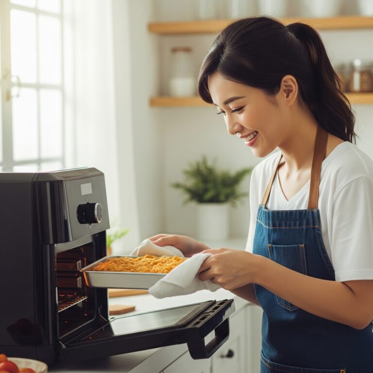 Ein moderner Airfryer-Ofen auf einer Küchenarbeitsplatte - Heißluftfritteuse Ofen Test