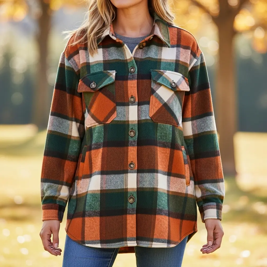 Lässige Übergangsjacke für Damen: Karierte Hemdjacke für den Herbst 2025